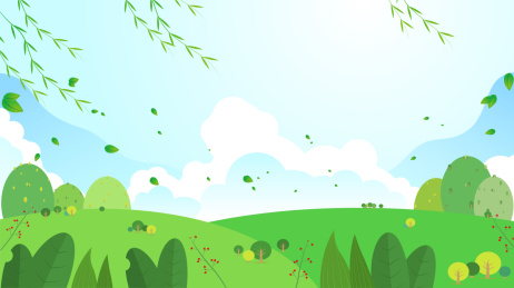 春天户外晴天树叶飞舞绿色场景