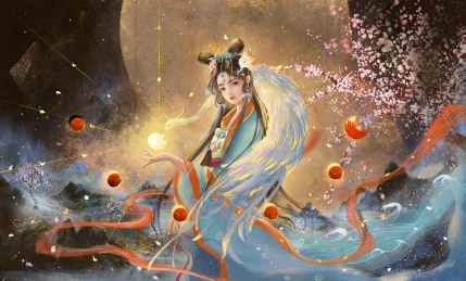 重明少女古风插画