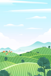 农田耕种大自然风景矢量插画