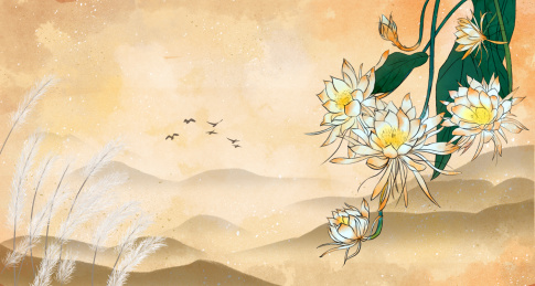 古风山水花卉背景图
