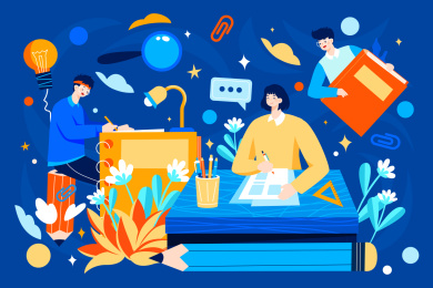 在线教育学生商务矢量插画