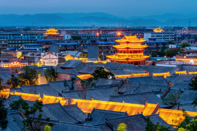 中国山西忻州古城夜景