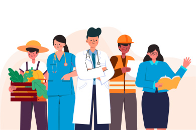 不同职业的劳动者形象矢量插画