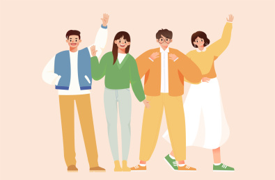 男女青年卡通矢量插画