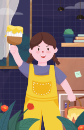 正在刷墙的女孩