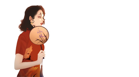 人物立绘之旗袍美人白底