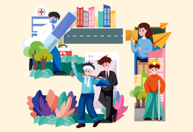 各行各业人物汇聚过五一劳动节插画