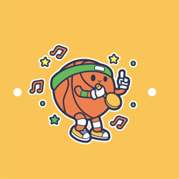 打乒乓球的篮球矢量卡通插画