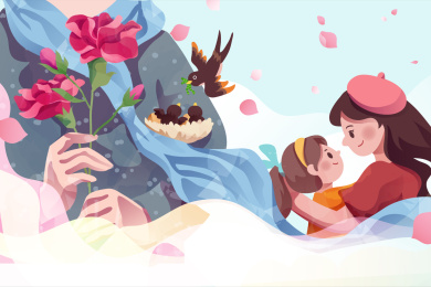 母亲节温馨矢量插画