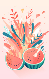 卡通立夏二十四节气海报矢量插画背景素材