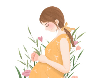 一位穿裙子长发孕妈插画