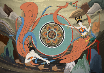 飞天壁画敦煌壁画风格板绘