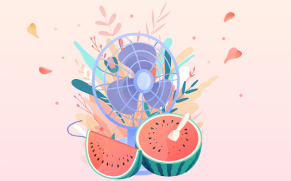 卡通夏天二十四节气海报矢量插画背景素材