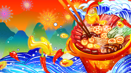 川渝菜热辣红火中国风潮火锅美食料理