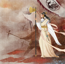 带着军队指挥战斗的女子