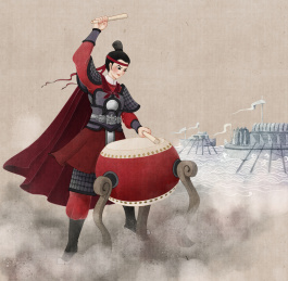 烽火硝烟击鼓的女子