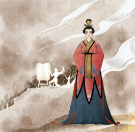 站在战鼓前的女子