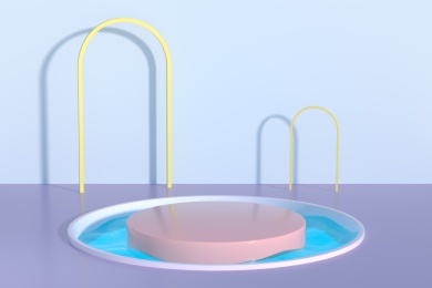 3D渲染的水池展台