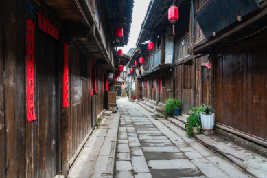 中国四川省宜宾市李庄古镇建筑风光