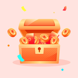 卡通宝箱促销抽奖互联网金融收益理财插画