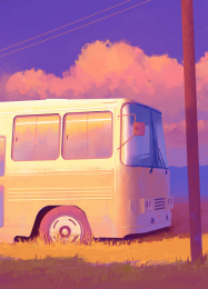 夕阳下的旧巴士