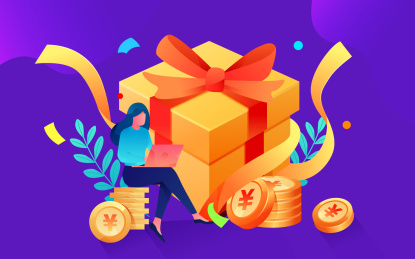 卡通电商购物节活动互联网金融礼盒矢量插画