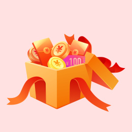 卡通礼盒促销抽奖互联网金融收益理财插画