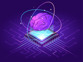 芯片上有一个大脑矢量插画