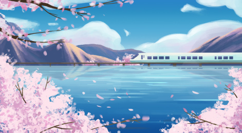 樱花风景插画