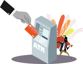 银行卡被盗刷金融诈骗概念插画