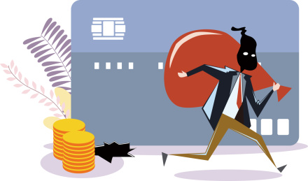 银行卡被盗刷金融诈骗概念插画