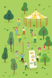 派对一群人朋友同事亲友在森林公园别墅聚会