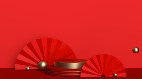 红色3D几何电商静物展示台