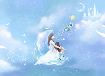 坐在水晶月亮岛上闭目思考的少女