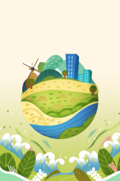 卡通手绘世界环境日插画