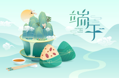 端午节山水画背景