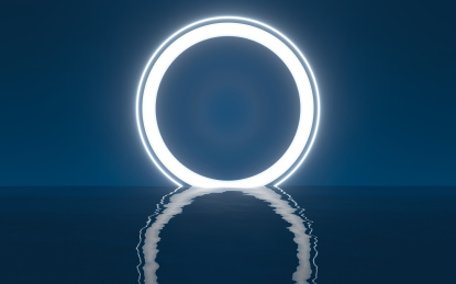 水面上的灯光背景 3D渲染