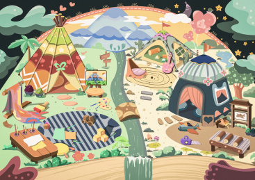 亲子旅行户外旅游帐篷书籍野炊