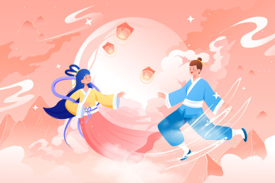 七夕情人节矢量插画