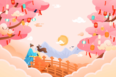 七夕情人节矢量插画