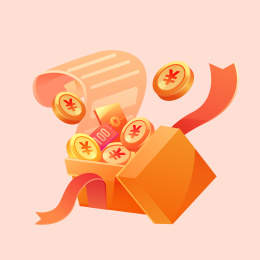 卡通礼盒促销抽奖互联网金融收益理财插画