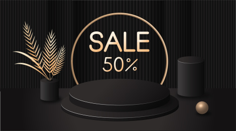 双十一电商购物3D立体静物展台背景海报