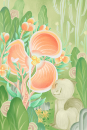 夏天风扇与猫插画