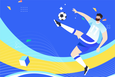 运动员踢足球插画