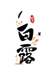 24节气两只白鹭在白露字体边盘旋