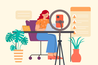 正在网络直播矢量插画