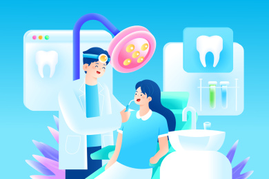 洁牙医疗健康矢量插画