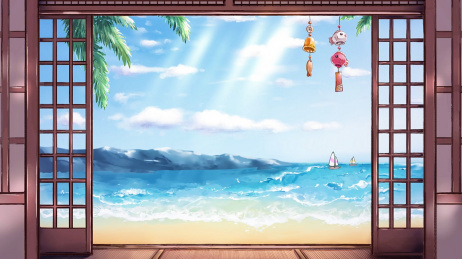 白云大海沙滩风铃