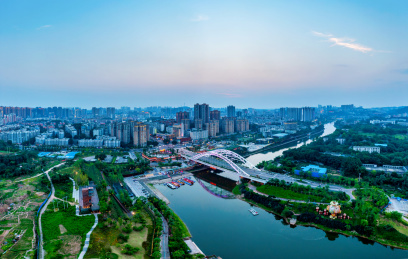 航拍中国南国灯城自贡城市风光