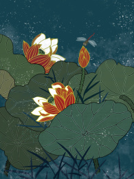 古风国潮荷花夏天